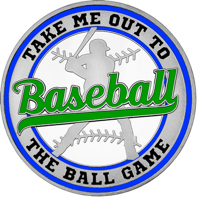 Green "Baseball" with Royal Blue Outer Circular Borders